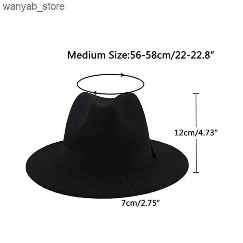 Cloches Women Winter Yellow Classic Elastic Fedora Hat Unisex Wool Felt Jazz Hats Elegant Men Women Wide Brim Panama Trilby Cap L240910