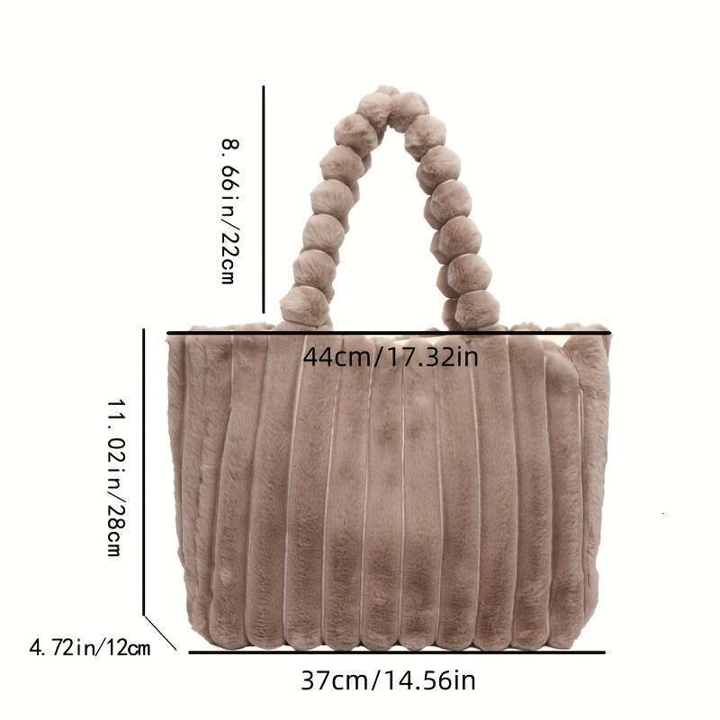 urious Solid Color Fluffy Plush Tote Bag Spacious, Lightweight, Handheld or Shoulder-Worn - Perfect for Autumn, Winter, Travel, Vacations, Shopping, a