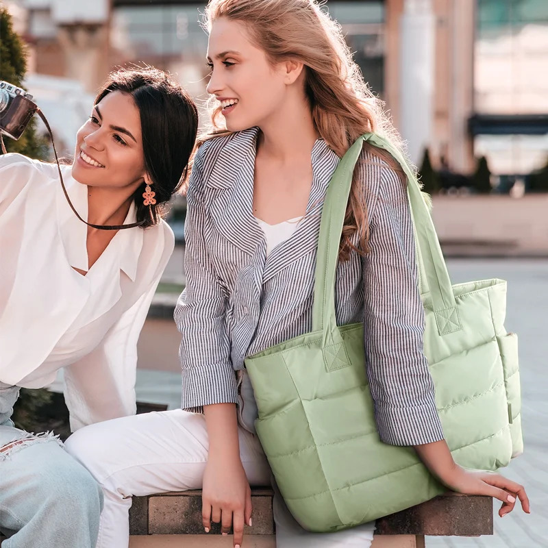 BAGSMART Fashion Ladies Tote Handbags Large Capacity Cotton Padded College Bag Fit 156in Laptop Portable Leisure Travel Handbag 241204