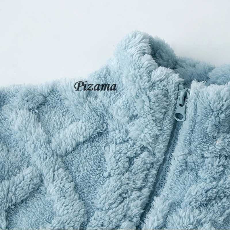 Pajamas Purple Girls Flannel Warm Pajamas Sets Childrens Sleepwear Homewear Winter Kids Clothes Zipper Cozy Nightwear Teen Pajamas H241205