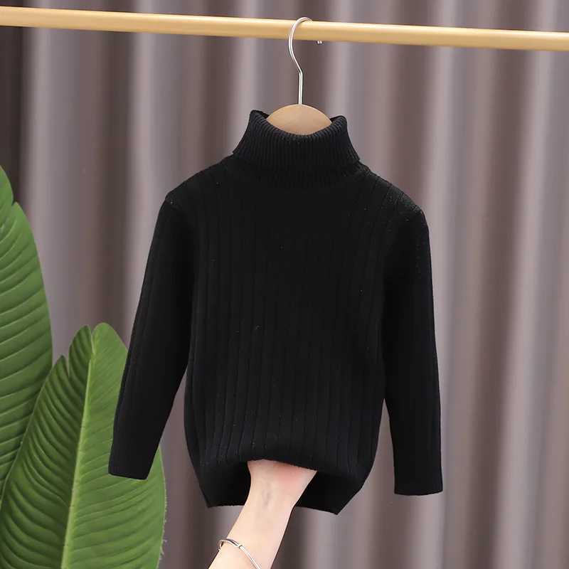 Autumn and Winter Girls Sweater Fashion High Neck Vertical Stripe Design Full Sleeve Knitted Bottom Suitable for Children Aged 2-6 W241205