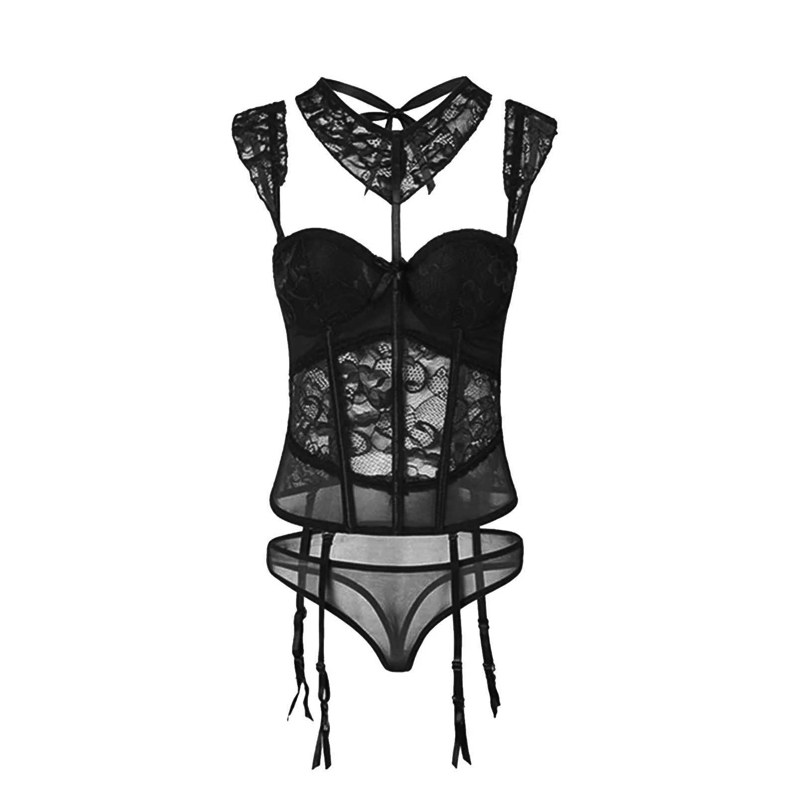 Sexy Corset Lingerie Set Underwire Bustier Padded Bra Two Piece Sexy Lingerie Underwear Ladies Strappy Erotic LingRie SetXJ241205