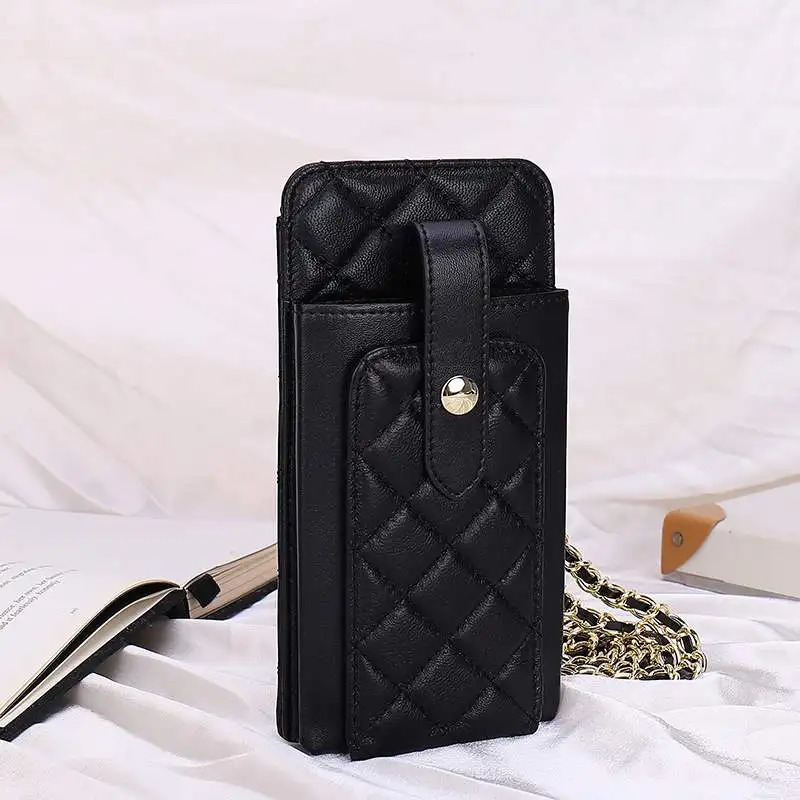 Womens Diagonal Cross Leather Sheepskin Bags Small Mobile Phone Bag Fashion Genuine Rhombus Shoulder 241204