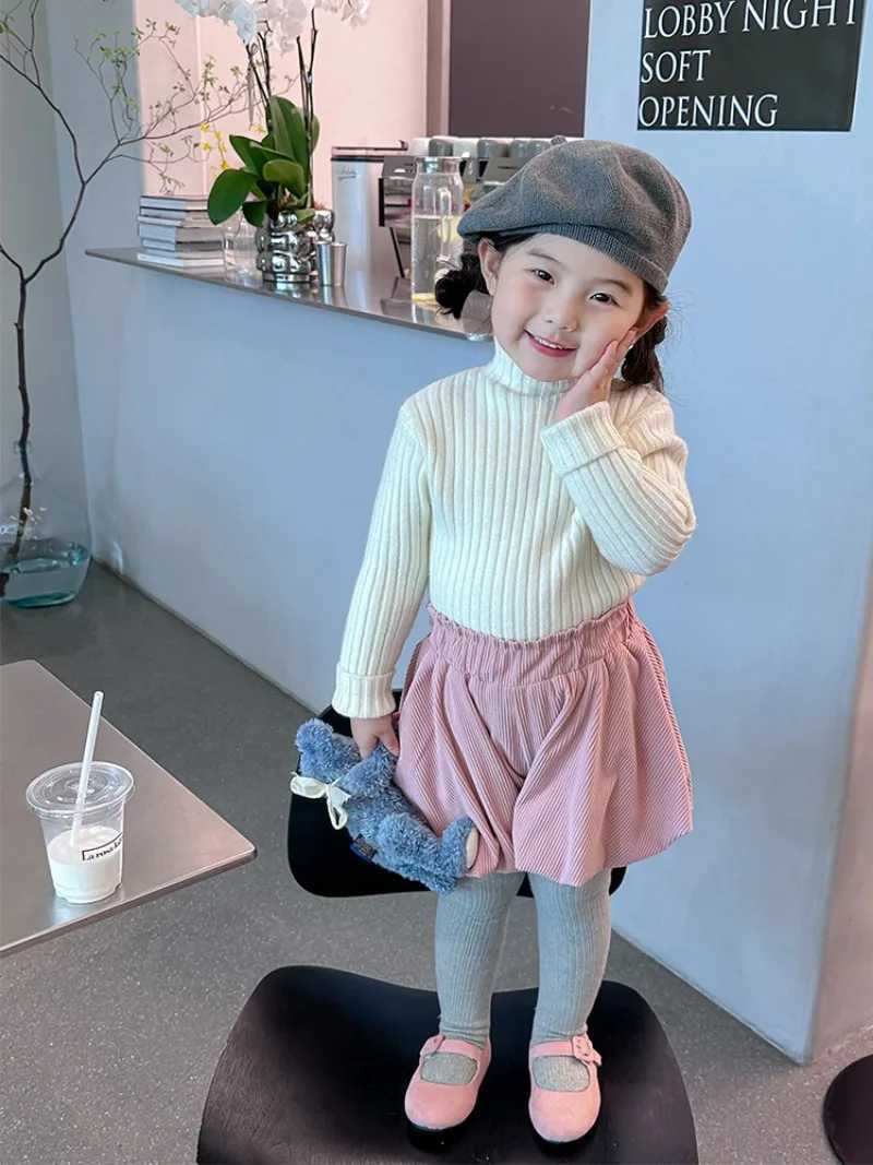 Home>Products>High neck baby sweaters>Autumn and winter childrens sweaters>Long sleeved solid color knitted sweaters W241205