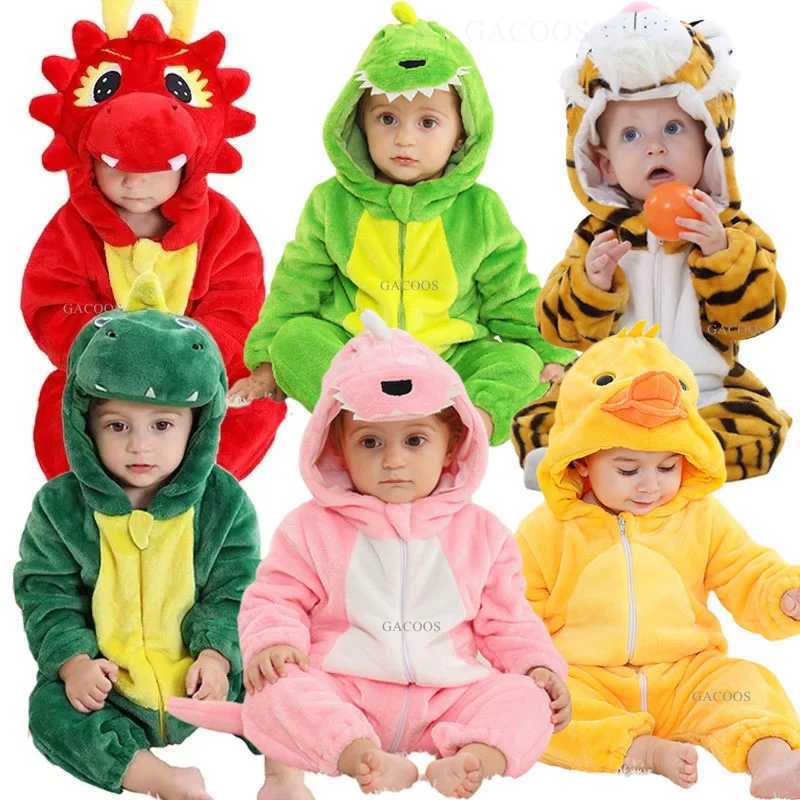 Pajamas Toddler Cosplay Clothes Newborn Baby Rompers Kigurumi Boy Girls Pajamas Animal Cartoon Romper Hooded Pyjama Lion Monkey Costumes H241205