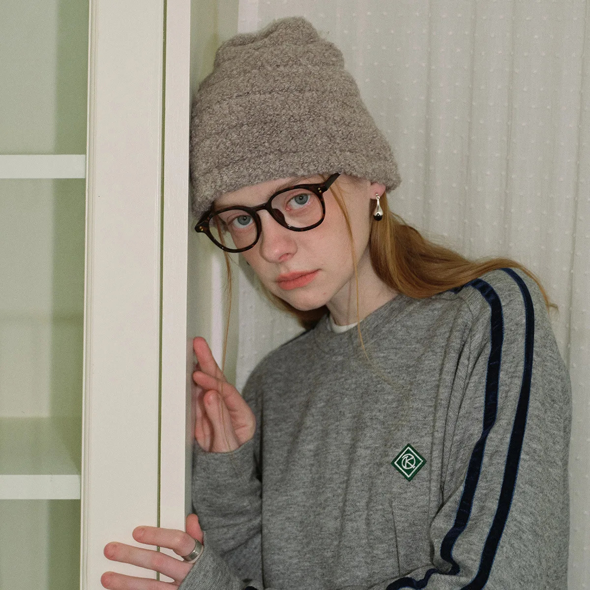 Soft wool mixed knitted beanie hat suitable for women featuring Korean style solid color 241205