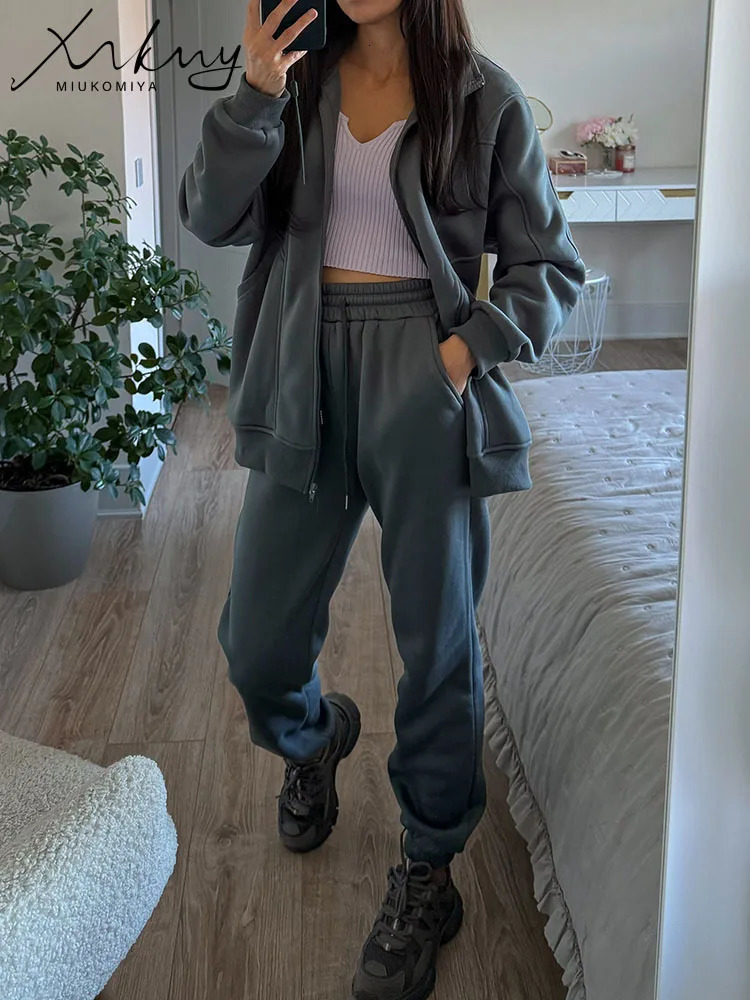 Autumn Zipper Tracksuit Women Two Piece Set Outfits Sports Trouser Suits for Women Pants Sets Woman 2 Pieces Oversize Sweatshirt 241204