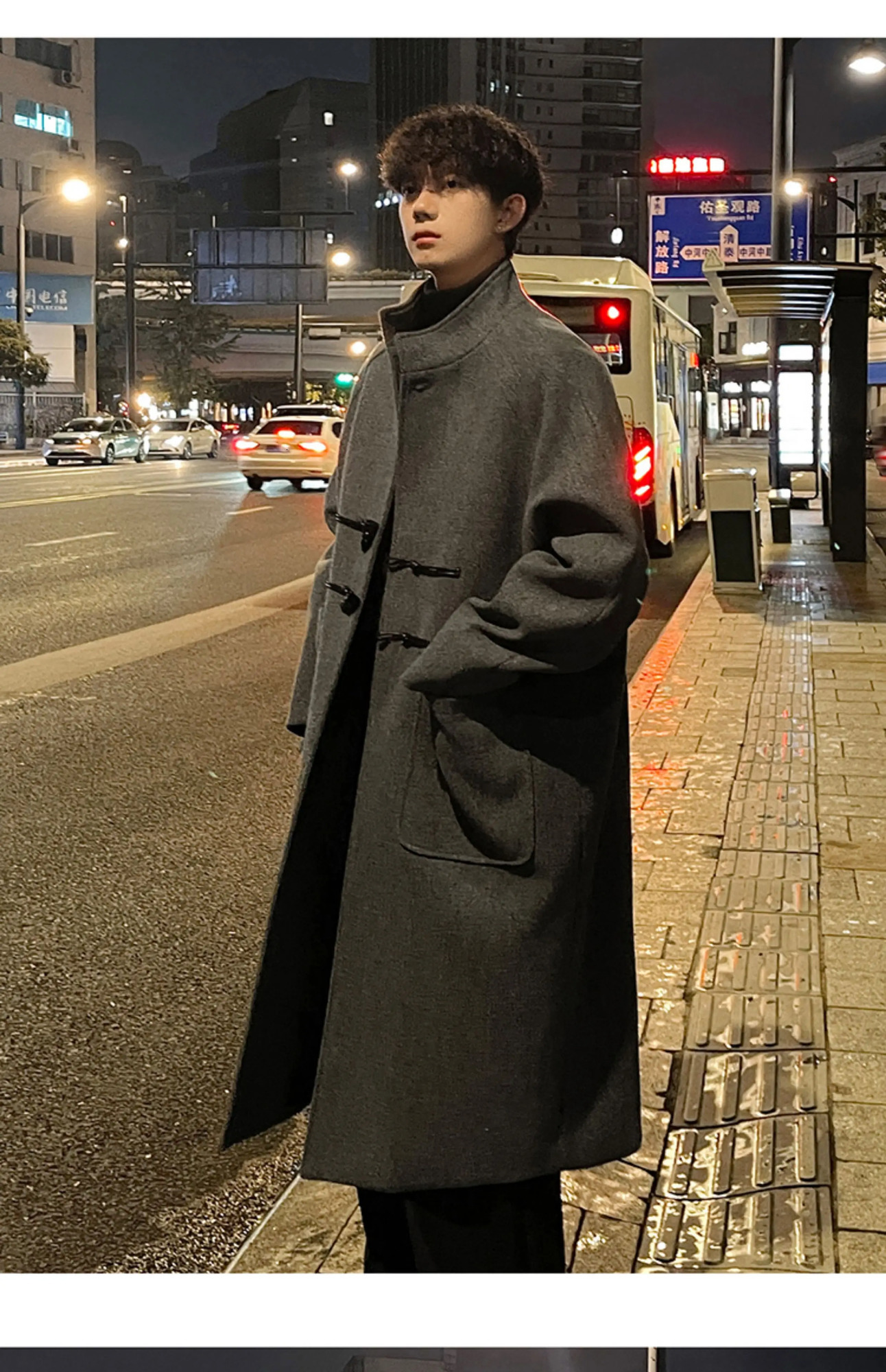 Winter Mens Two piece Long Coat Fashion Big Collar Mens Coat Business Casual Street Clothing Windproof Cover 241204