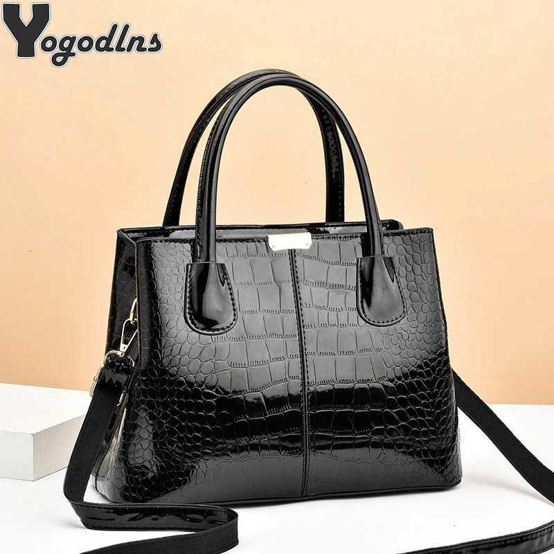 Ladies PU Leather Patent Shoulder Crossbody Bag Women y ner Handbag Pruse Fashion Large Capacity Shopping Tote 241204