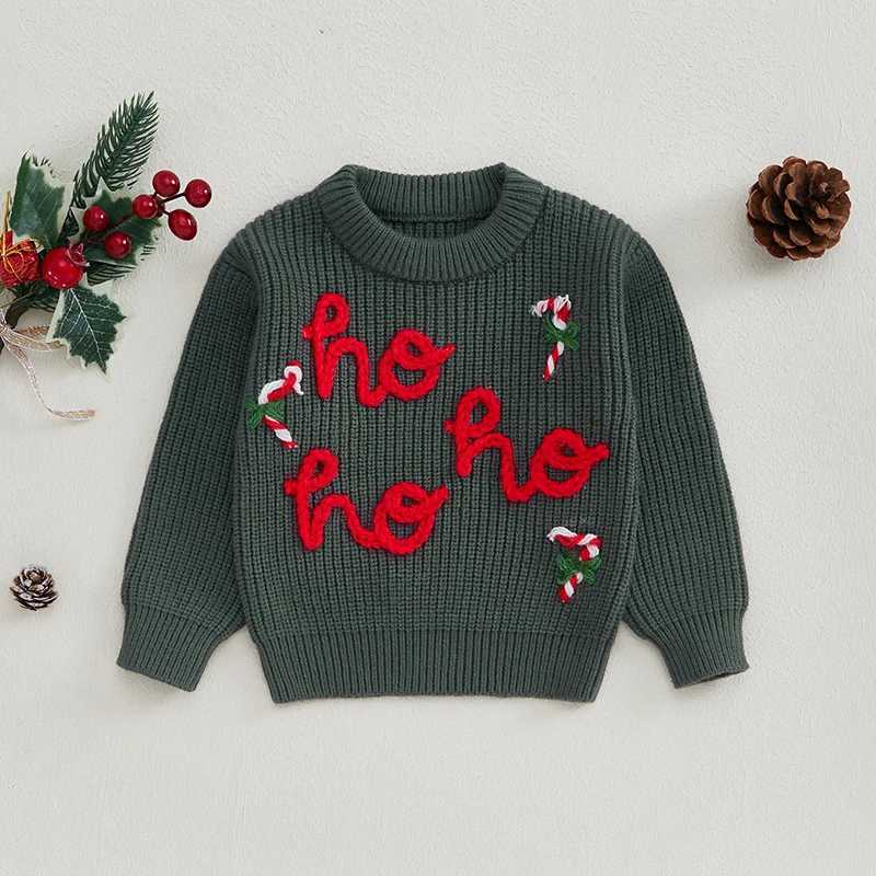 MISOWMNJOY Christmas Baby Parachute Winter Warm Preschool Sweater Long Sleeve Letter Candy Stick Knitted Floral Baby Clothing W241205