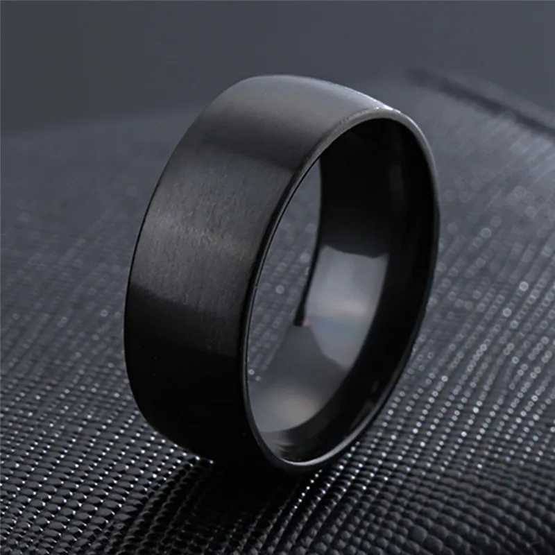 ZORCVENS New Punk Black Gold Silver Titanium Wedding Ring High Quality 8mm Brushed Stainless Steel Mens Jewelry W241205