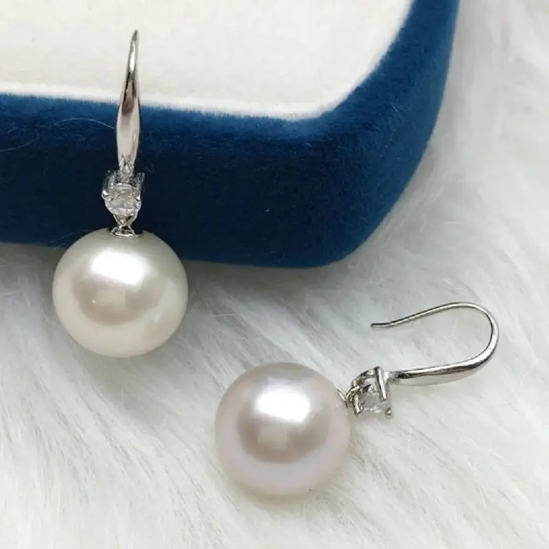10-11mm South China Sea Perfect Round True Pearl Earring Pendant Made of Pure Silver 925 Hook Princess Sparkling Zircon Free Delivery 241205