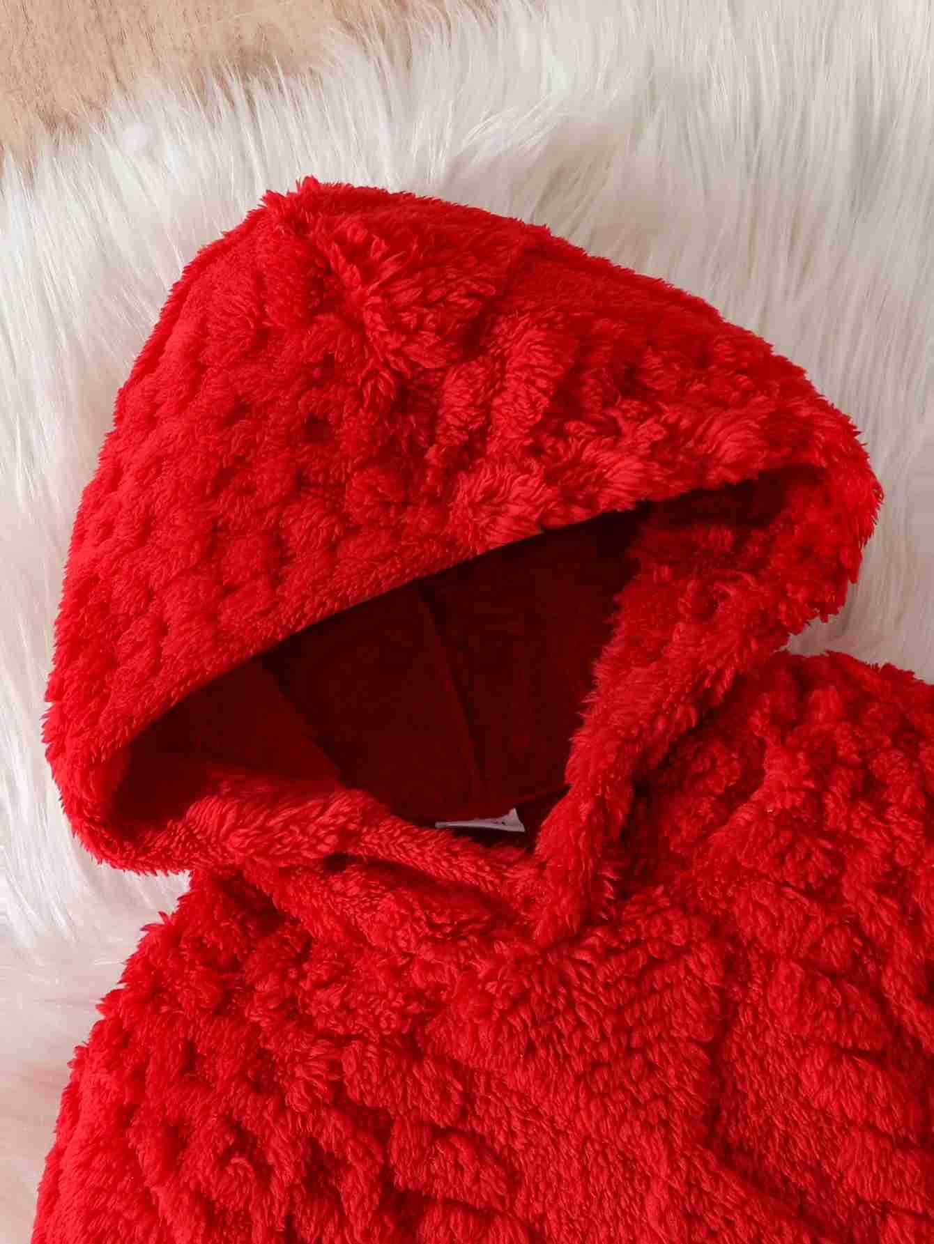 Baby autumn and winter warm leisure suit Bury Woolly hooded top + Bury woolly pants two-piece setXJ241205