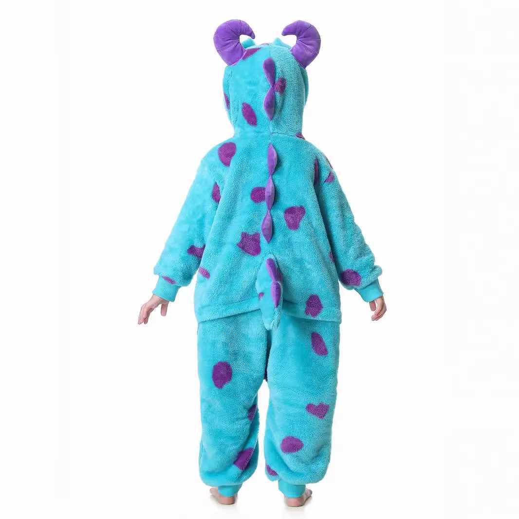 Pajamas Kids Sully Onesie Flannel Pajamas for Children Kigurumi One-piece Pyjamas Halloween Cosplay Costume H241205