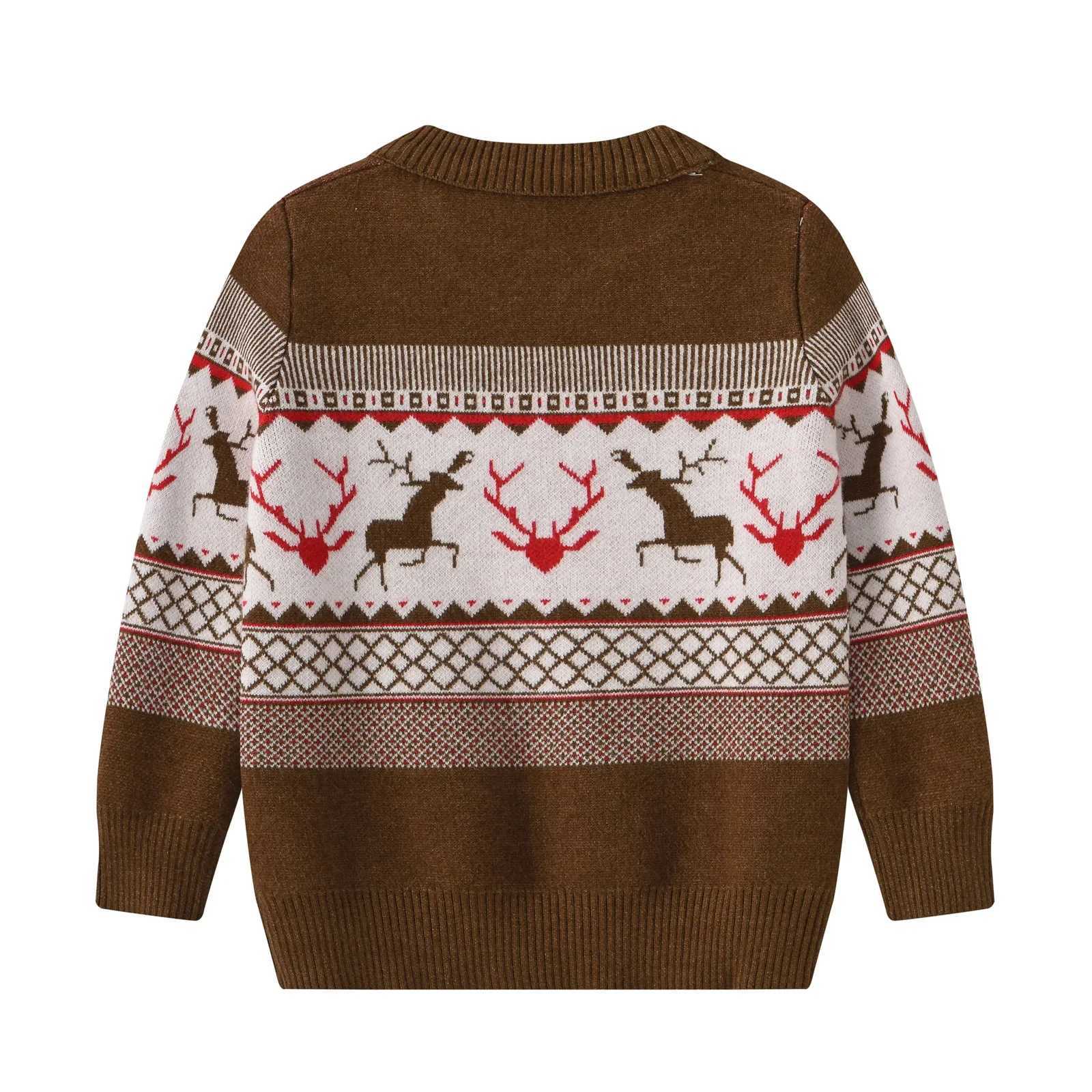 Christmas Childrens Sweater Casual Baby Warm Elk Printed Knitted Girls Sweater Cute Top for Boys and Girls Tree Pulling Flower Childrens Clothing W241