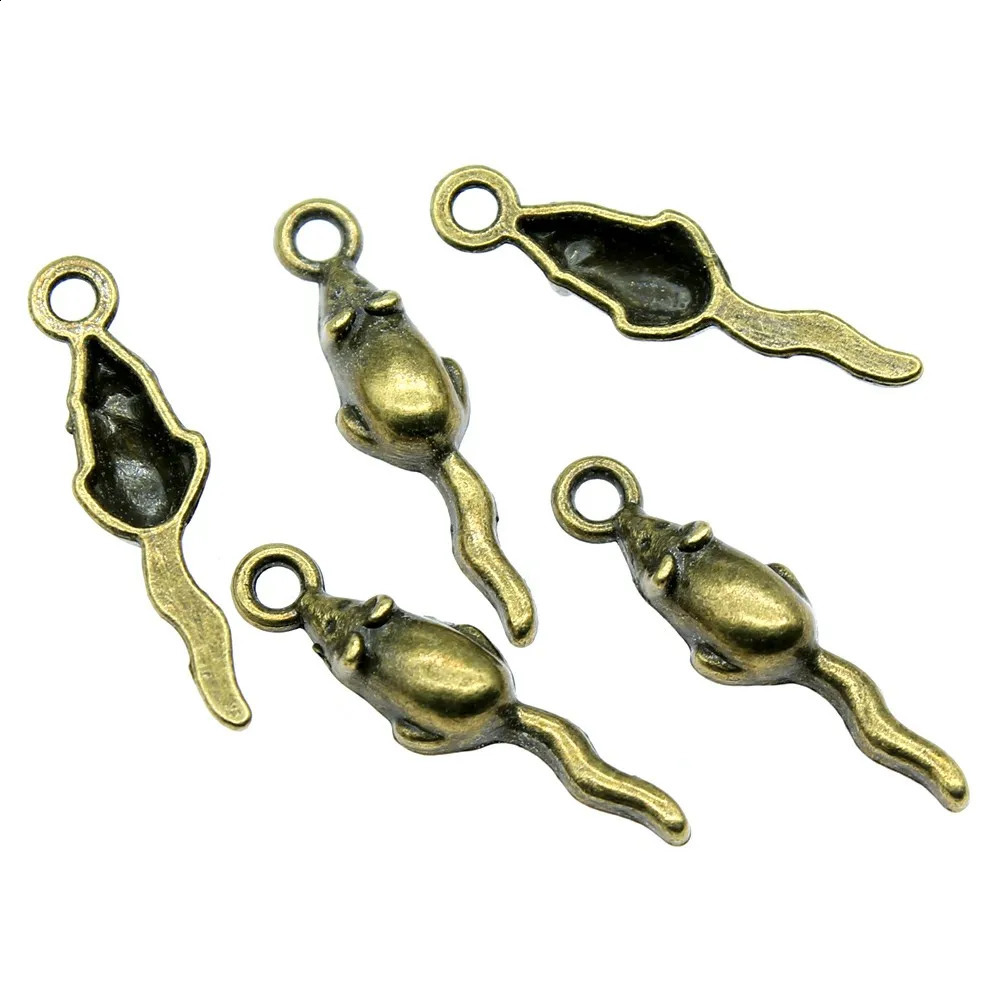 WYSIWYG 20pcs 24x6mm Pendant Small Mouse Rat Charm Pendants For Jewelry Making 2 Colors 241122