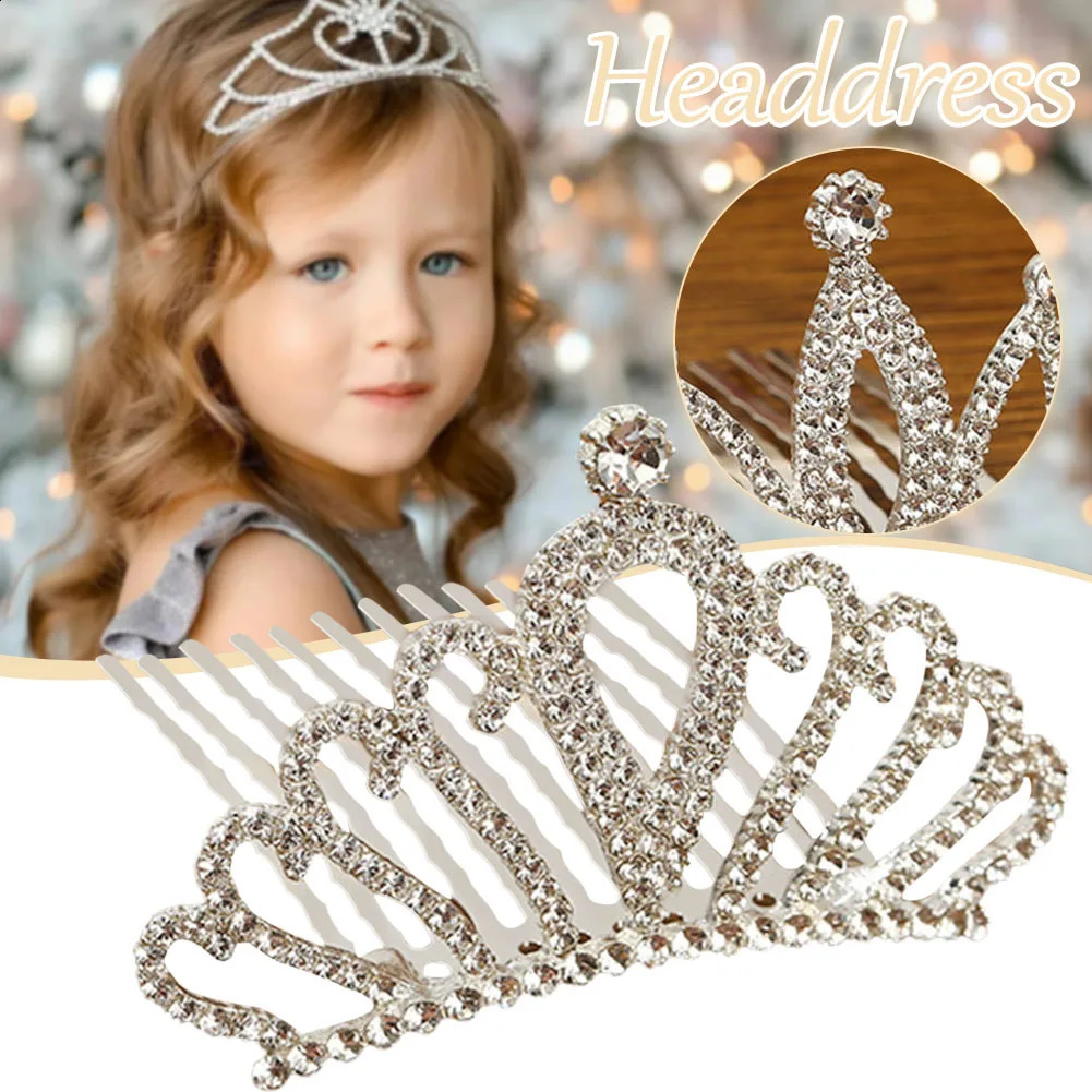 Mini Princess Diadem Simple Tiaras and Crowns with Hair Comb Little Girls Jewelry Shiny Crystal Headbands Fashion Headdress 241122