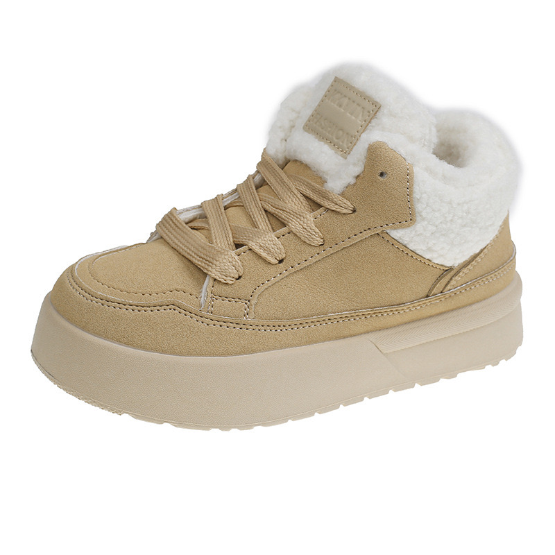Platform Women Fur Ankle Suede Flats New Warm Shoes Casual Snow Boots Woman Trend Short Plush Cozy Mujer Sneakers 241030