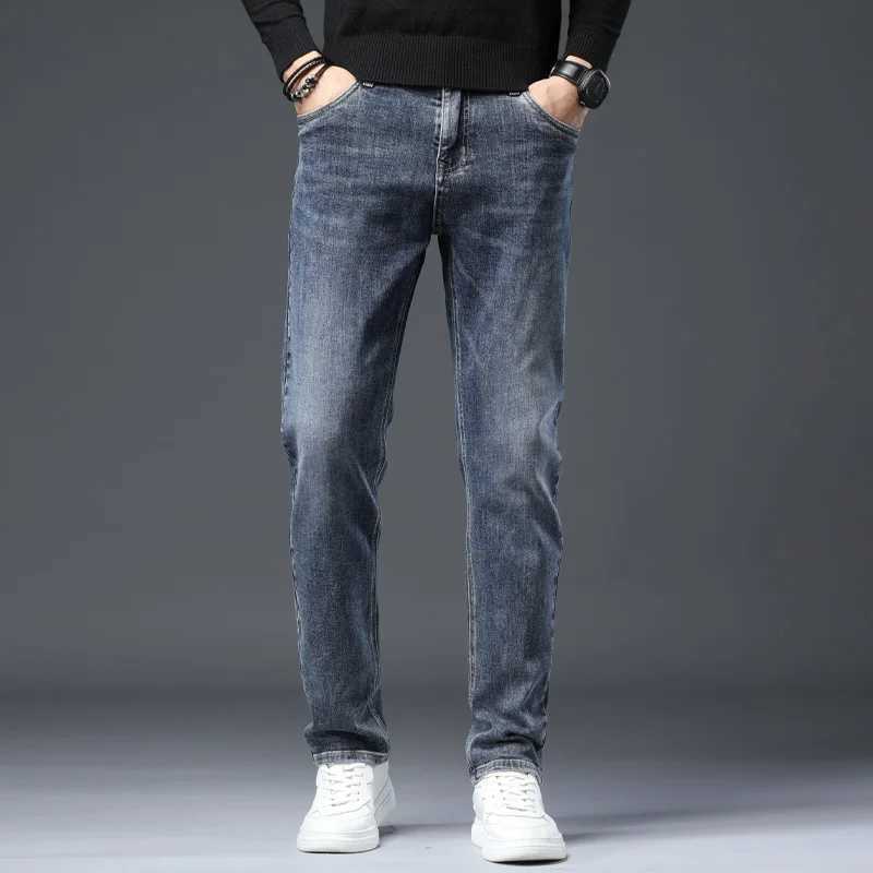 2023 Spring/Autumn Brand Suitable for Straight Leg Classic Business Casual Jeans Young Mens Mid Waist Slim Fit Jeans W241205