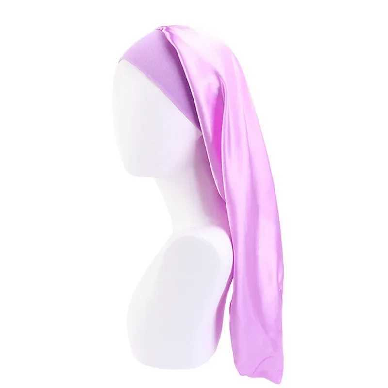 Elastic Wide Edge Satin bonnet Long Hair Hat Sleeping Hats Wr Night C Hair Care Bonnet for Women Men Unisex C BonnetXJ241205