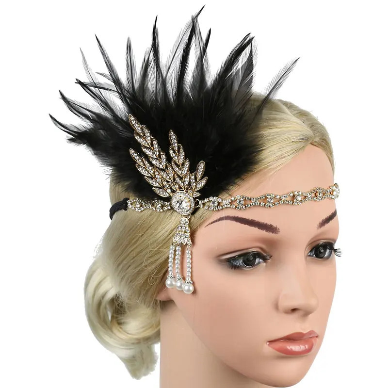 1920s Hairband Headpiece Feather Flapper Headband Headdress Vintage Costume Party For Women feather headpiece 241122
