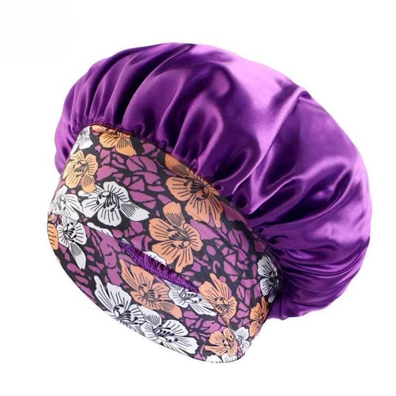 Womens Satin Solid Sleeping Hat Night Sleep Hair Care Bonnet Nightc Silky Shower Cs Comfortable Flower Band Unisex CXJ241205