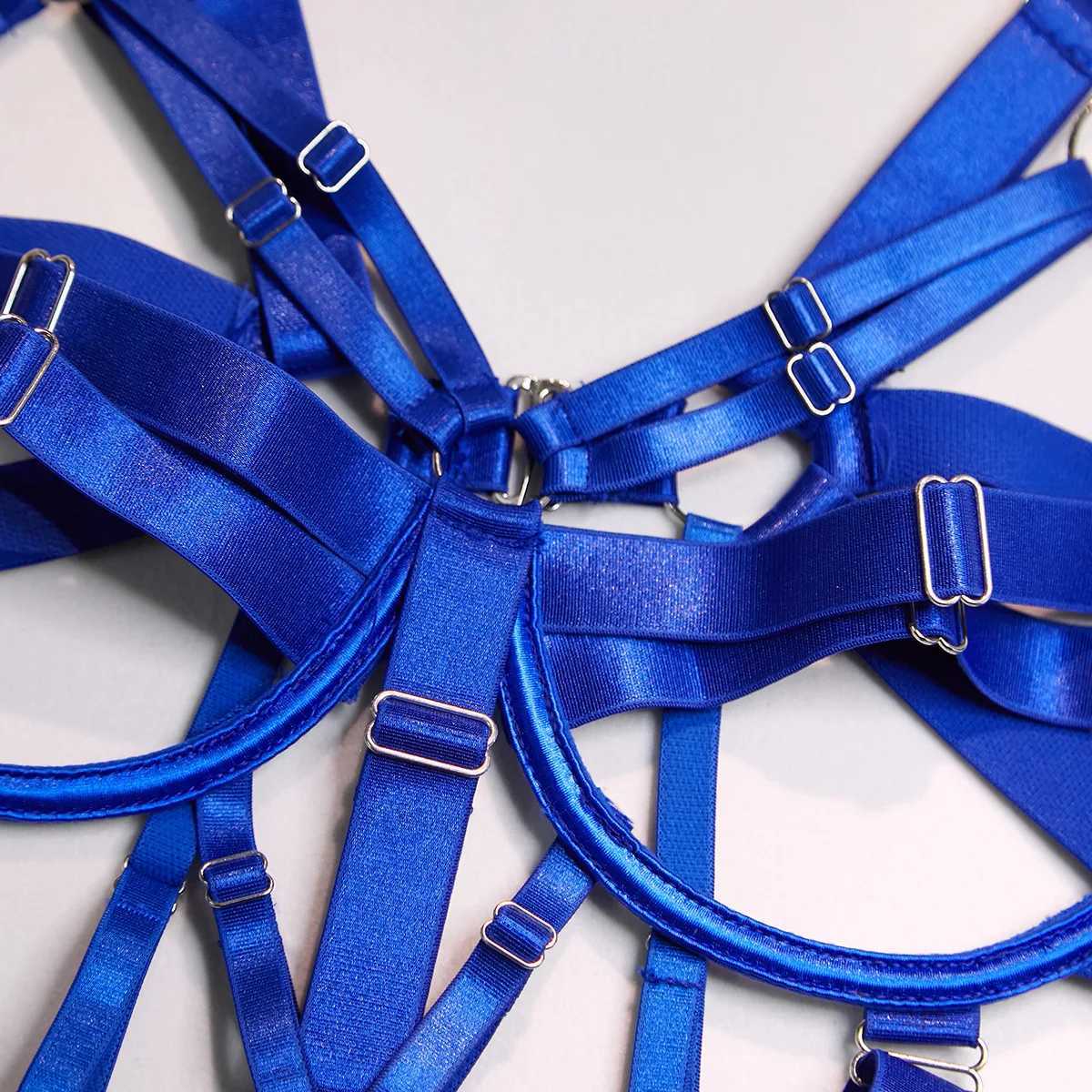 Womens Ribbon Splicing Steel Ring Backless Jumpsuit Underwear Sexy Solid Patchwork Steel Ring Bodysuit Perspective IntimatesXJ241205