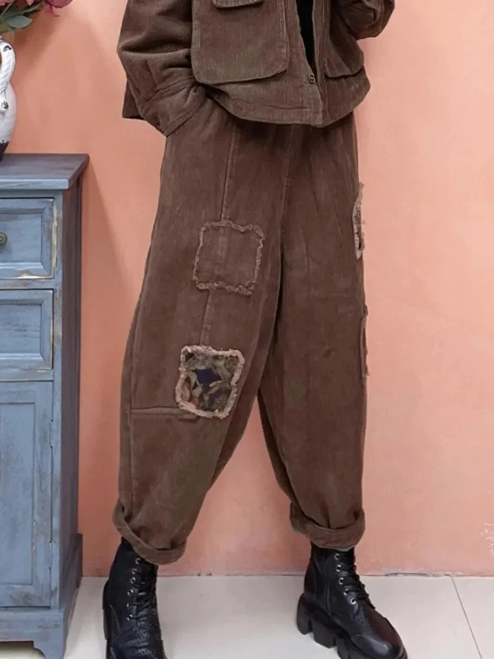 Plush Winter Add Velvet Corduroy 2 Piece Set Thicken Warm Women Casual Coat Conjuntos Trend Baggy Snow Wear Harem Pants Outfits 241205