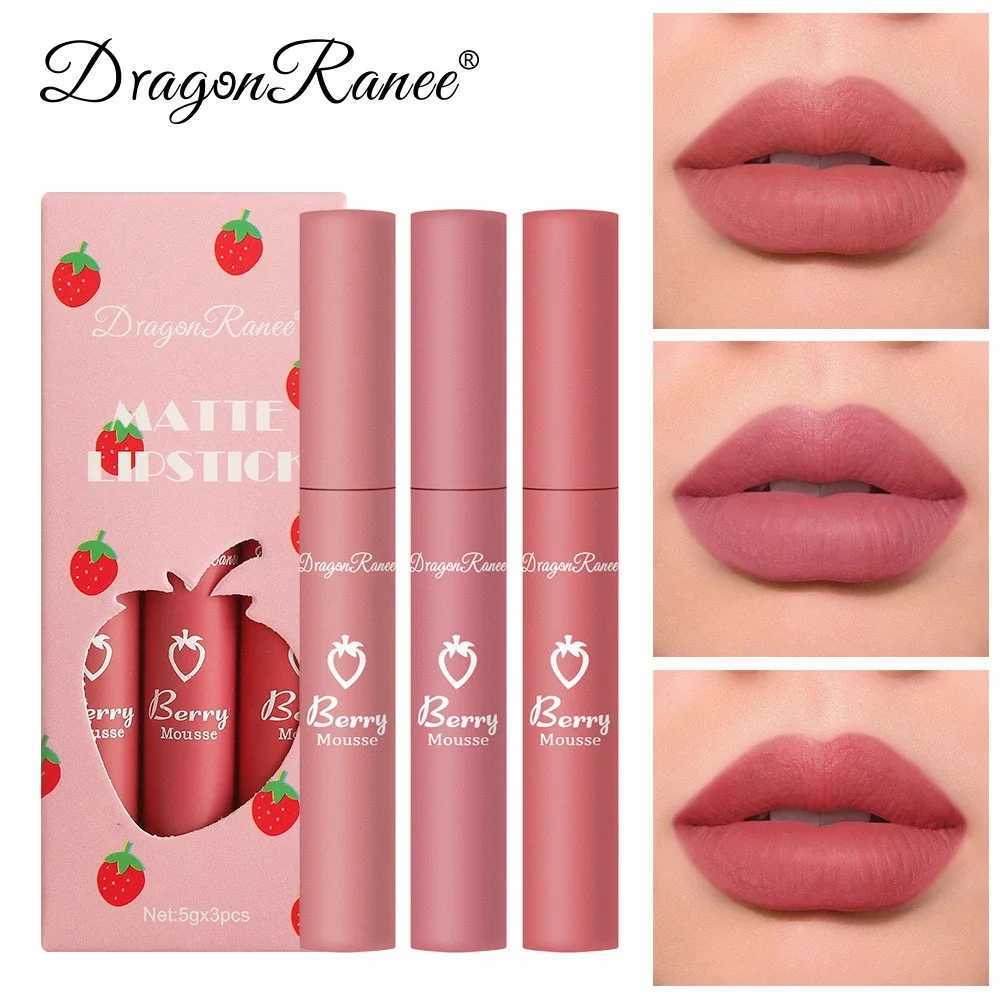 Matte Velvet Strawberry Lip Gloss Lipstick Set Non-stick Cup Not Easy To Fade Long Lasting Lip Glaze Lipstick Makeup CosmeticsXJ241205