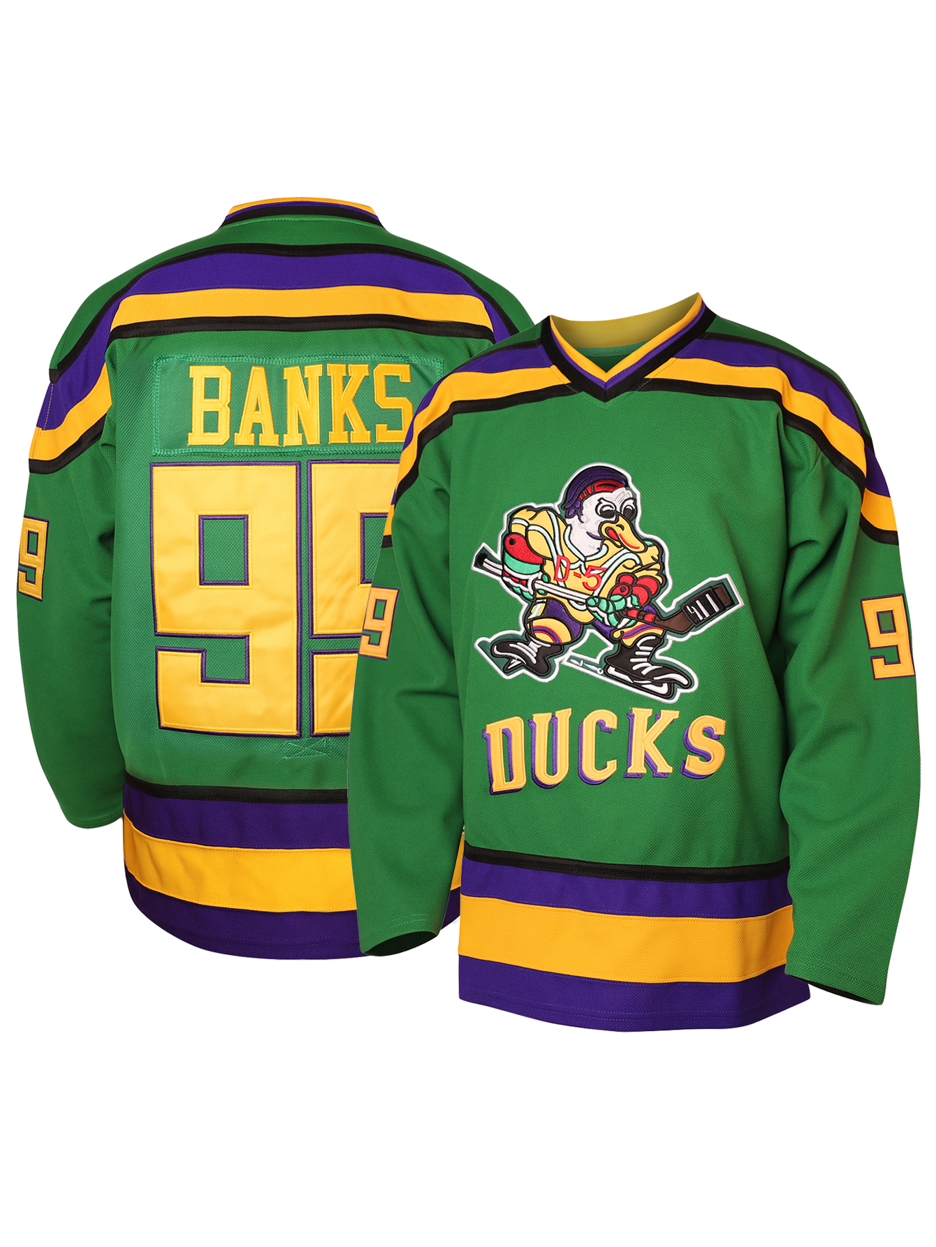 Adam Banks 99 Mighty 66 BOMBAY 96 CONWAY Duc ks Movie Hockey Jersey White Green White Orange Jerseys