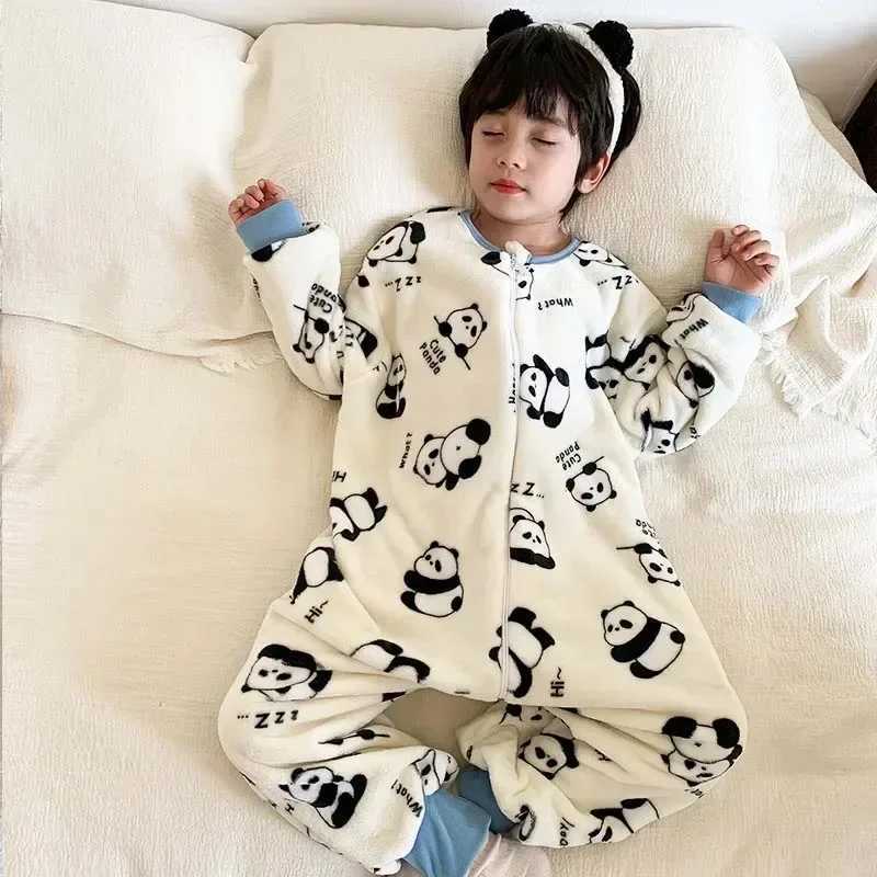 Pajamas Kids Winter Plush Pajamas Children Pandas Bear Sleepwear Keep Warm Kigurumi For Boys Girls Flannel Fleece Sleeping Clothes H241205