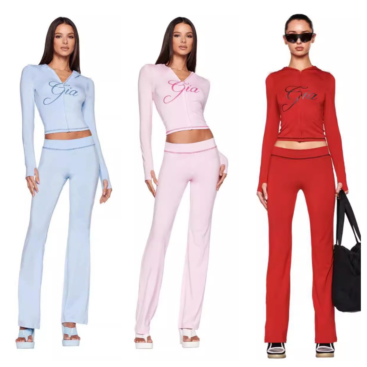 Designer Womens Two Piece Pants Leisure Wear New Set INS Fashion Hot Stamping Zipper High Waisted Casual Pants two-piece set SIZE XS-2XL