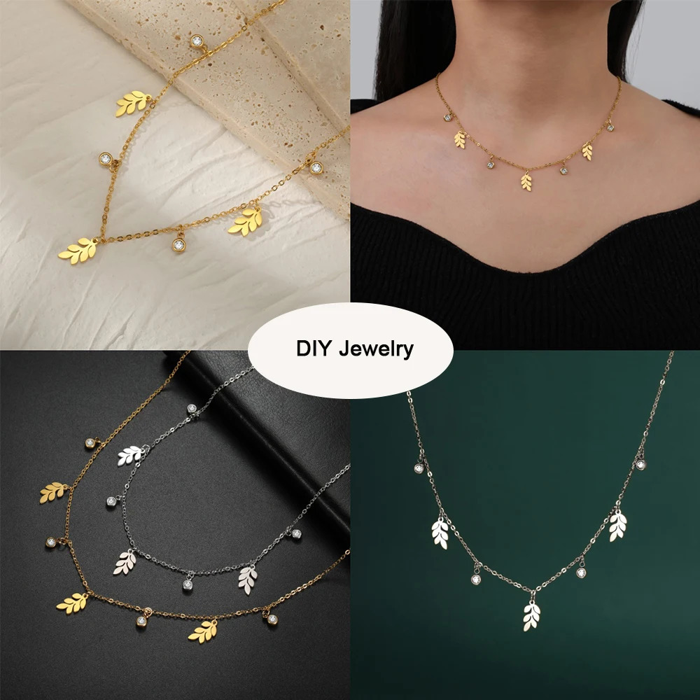 EUEAVAN 5pcs Mini Charms Stainless Steel Leaves Charm for Jewelry Making Small Plant Pendant DIY Necklace Bracelet Earrings Gift 241122