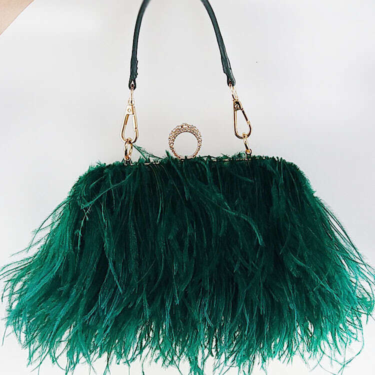 Women's Hand Bags Real Natural Ostrich Feather Tote Evening Dress Bag Shoulder Bag Party Money Bag Wallet Clutch