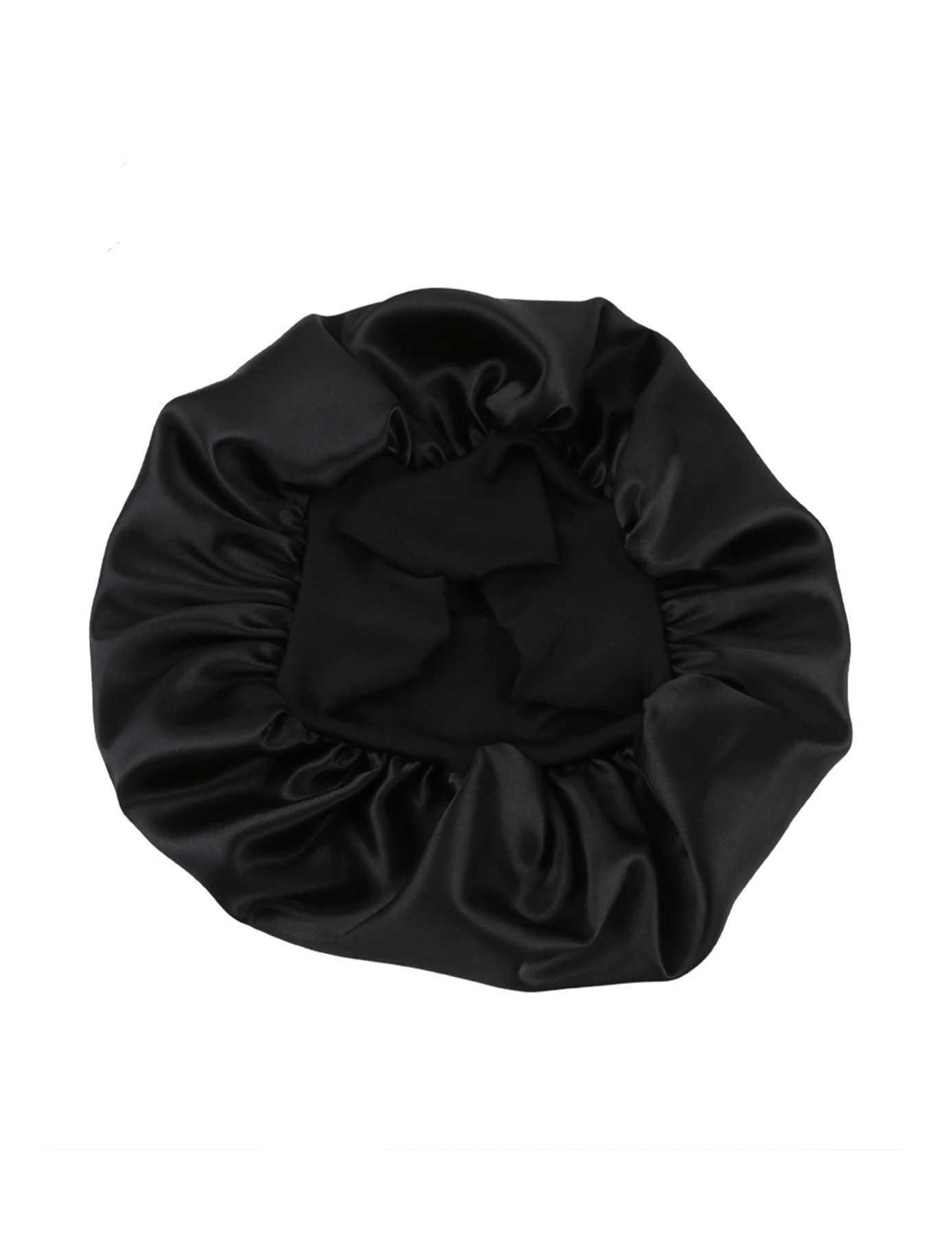 Normal adult sized Head Wr Elastic Band Bonnet sleep c Satin Silky Bonnet Sleep Black Pink color choXJ241205