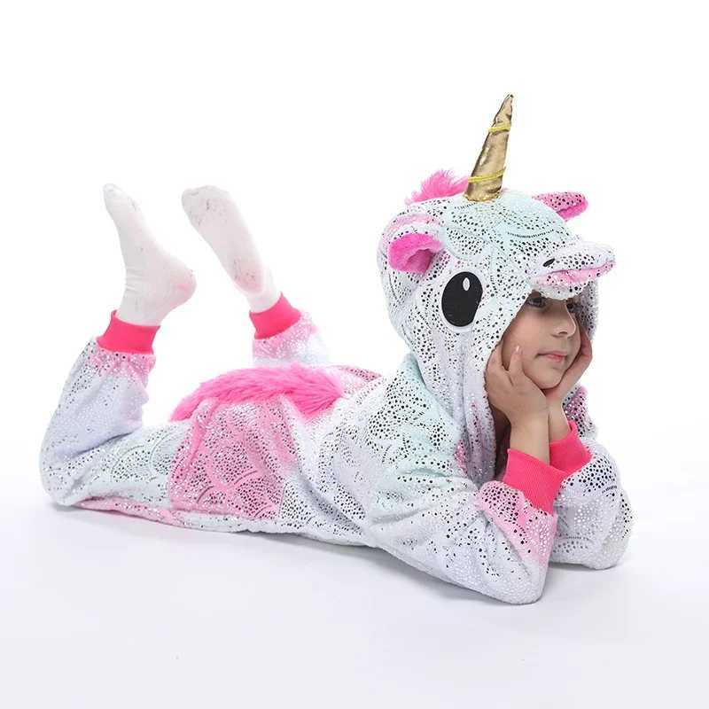 Pajamas Children Anime Pajamas Boy Girl Pajama Cartoon Animal Cosplay Pyjama Onesie Kigurumi Kids Fleece Sleepwear 4-12Y H241205