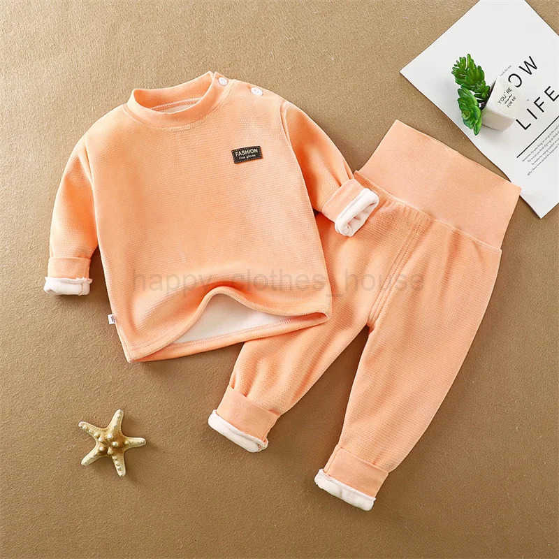 Newborn Padded Thickened Sets Baby Thermal Underwear outfit Boys Girls Fleece High Waist Suit Childrens Clothing 0-4 YearsXJ241205