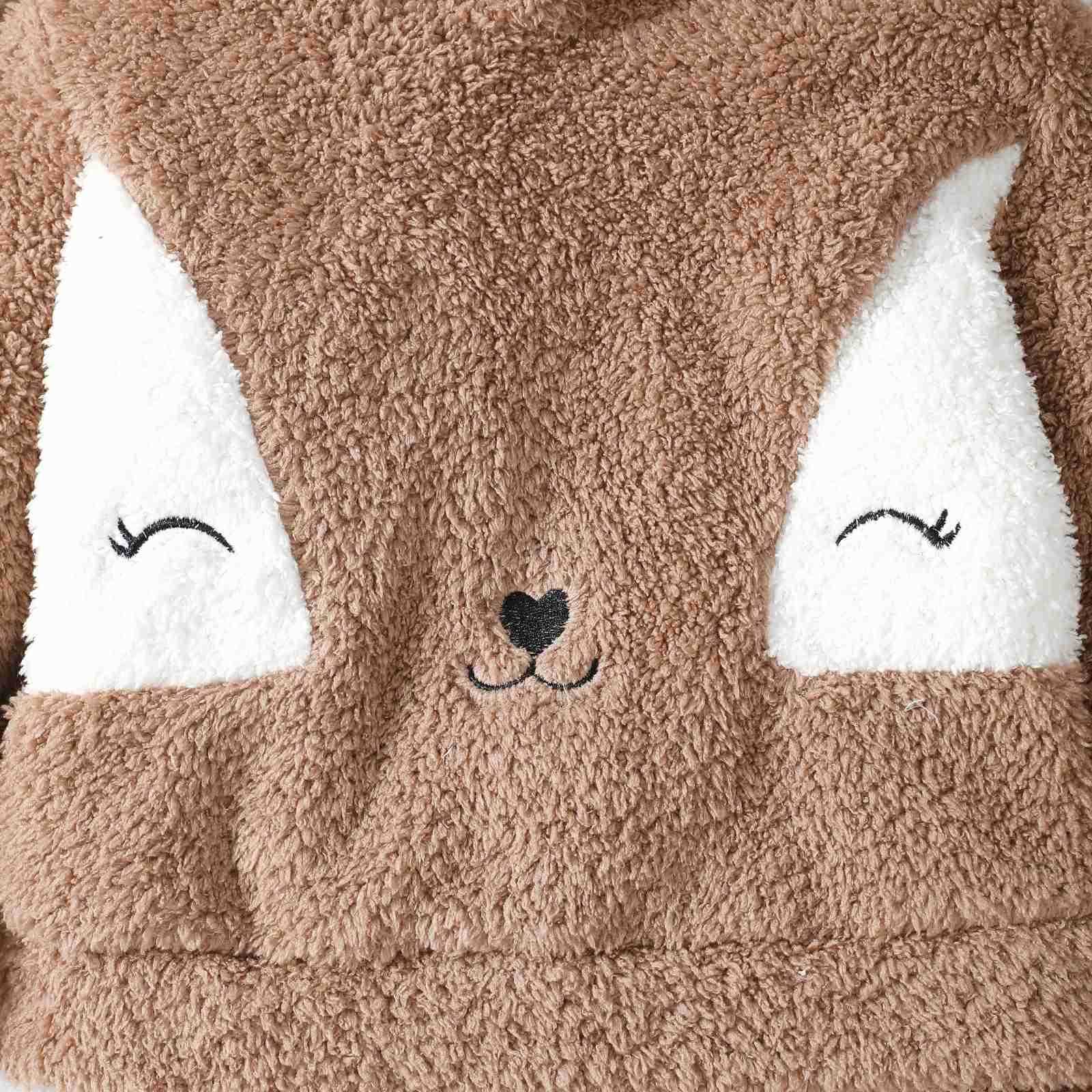 Toddler childrens Boy Set Brown Hooded Plush Long sleeved Pants Two-piece Set fit 0-3 Year old Male Baby Winter Warm SuitXJ241205