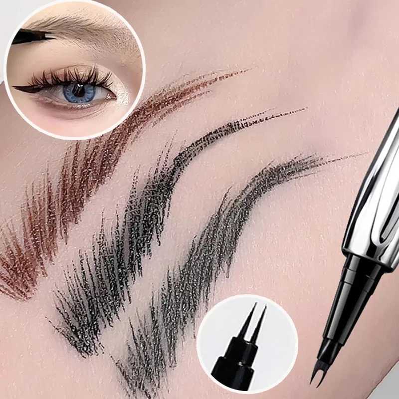 Ultra fine Eyebrow Pen Liquid 2 Fork Easy Grip Natural Effect Wild Eyebrow Brush Waterproof Eyebrow Pen High Quality Professional Makeup W241205