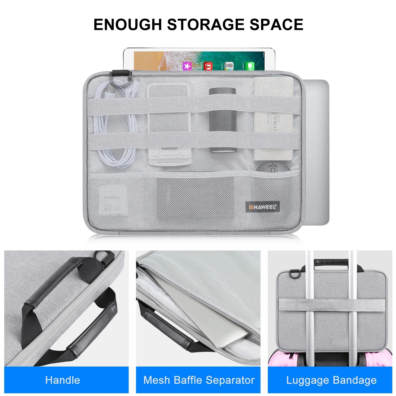 HAWEEL 1316inch Briefcase Crossbody Laptop Bag Waterproof Notebook Case Sleeve For MacbookLenovo ASUSHP Computer Handbag 241204