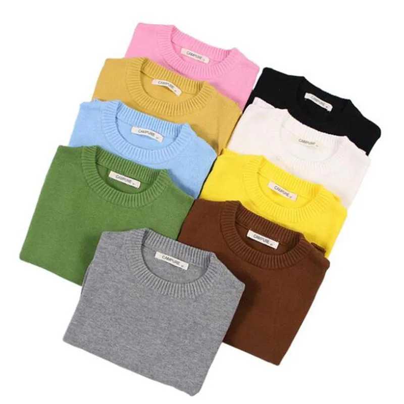New 2022 Baby Boys and Girls Sweater Childrens Solid Color Cotton Knitted Sweater Brand Cotton Long Sleeve Childrens Knitted Top W241205