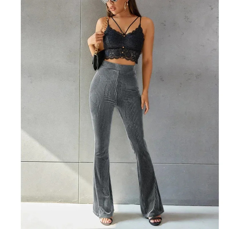 Womens multi-color Bootcut yoga pants abdominal control training Bootleg velvet casual sports pants elastic sports pants Flared Pants 241205