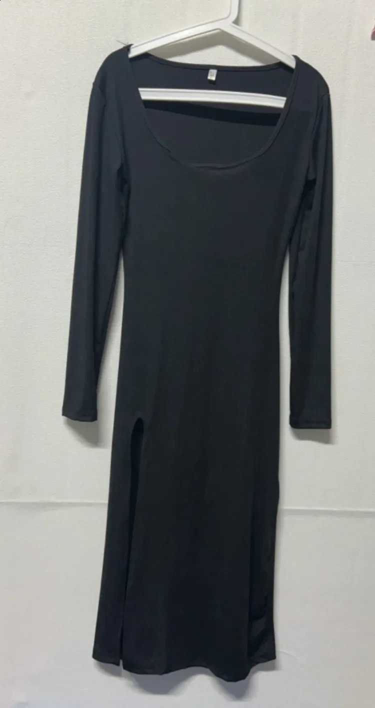 Autumn Vestidos De Mujer Y2k Dress Womens Clothing Long Sleeve Split Tuned Robe Womens Casual Fashion Bodycon Maxi Dress 241205