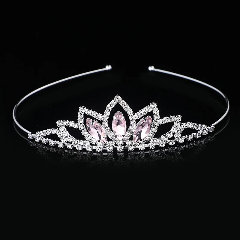 AINAMEISI Crystal Glass Crown Headband Children Girl Princess Headdress Wedding Hair Accessories Party Gifts 241122