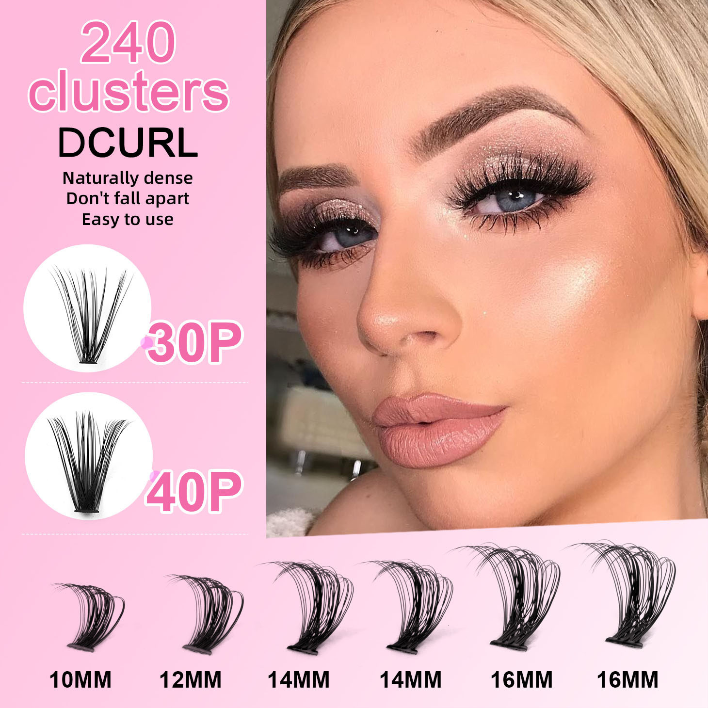 Single cluster DIY false eyelash large capacity 30P+40P eyelash self marrying eyelash glue set 240919