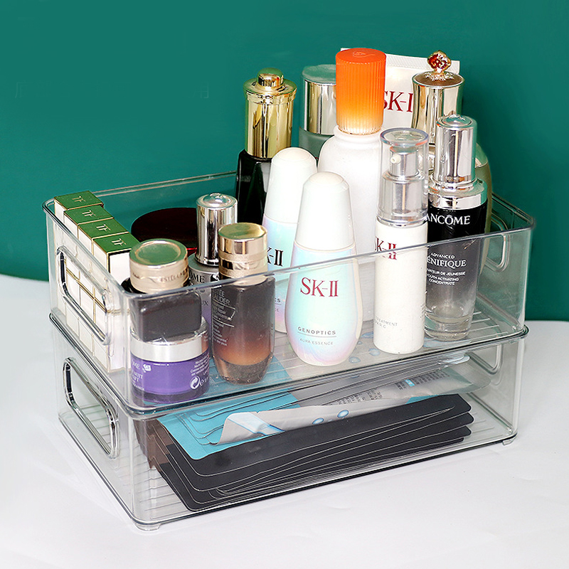 Desktop Storage Box Cosmetic Mask Skincare Organiser Plastic Transparent Household Kitchen Miscellaneous Storage Boxes
