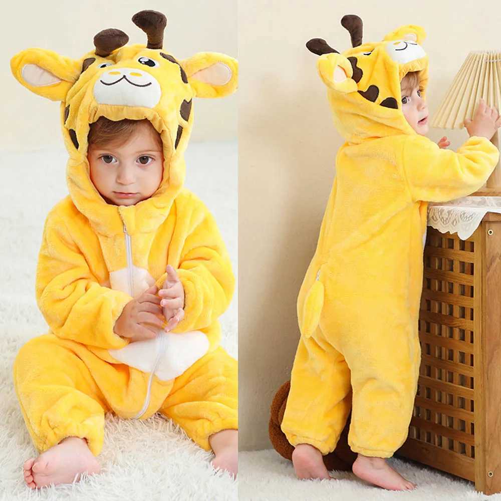 Pajamas Kigurumi Anime Onesie Kids Dinosaur Pajamas 1 2 3 4 Years Monkey Panda Animal Cosplay Clothes Winter Soft Warm Children Pyjamas H241205