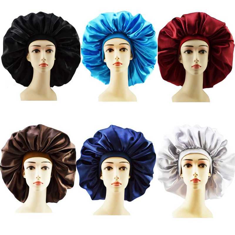 Super Gi-Ant Sleep C Silk Hair Bonnet Cheveux Nuit Bonnets Hat Head Cover Satin Wide Band Adjust For SleepingXJ241205