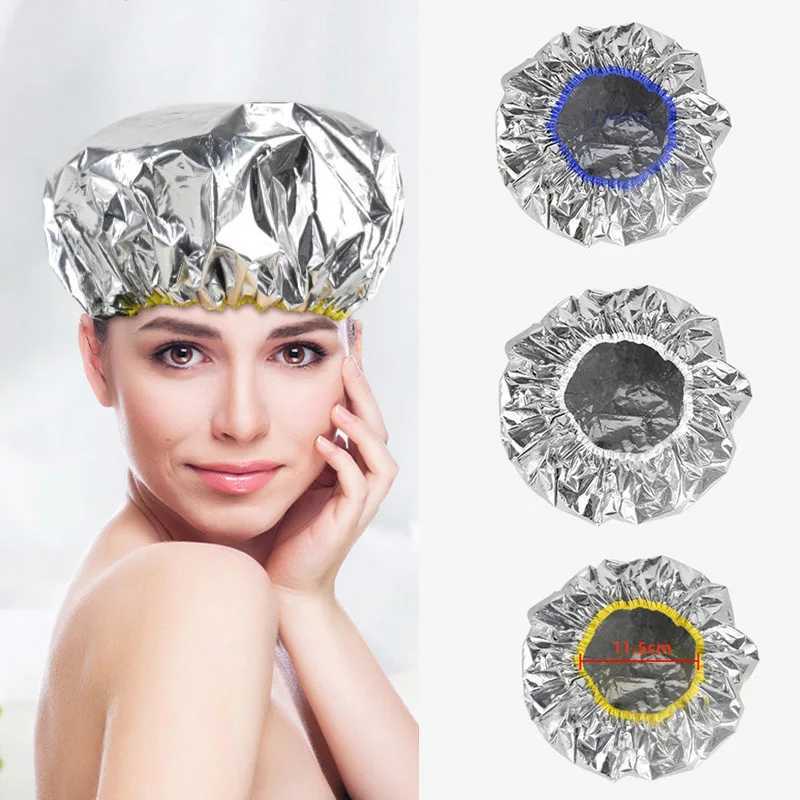 Profional One-off Shower C Heat Insulation Aluminum Foil Hat Elastic Portable Bathing C For Women Hair Salon BathroomXJ241205