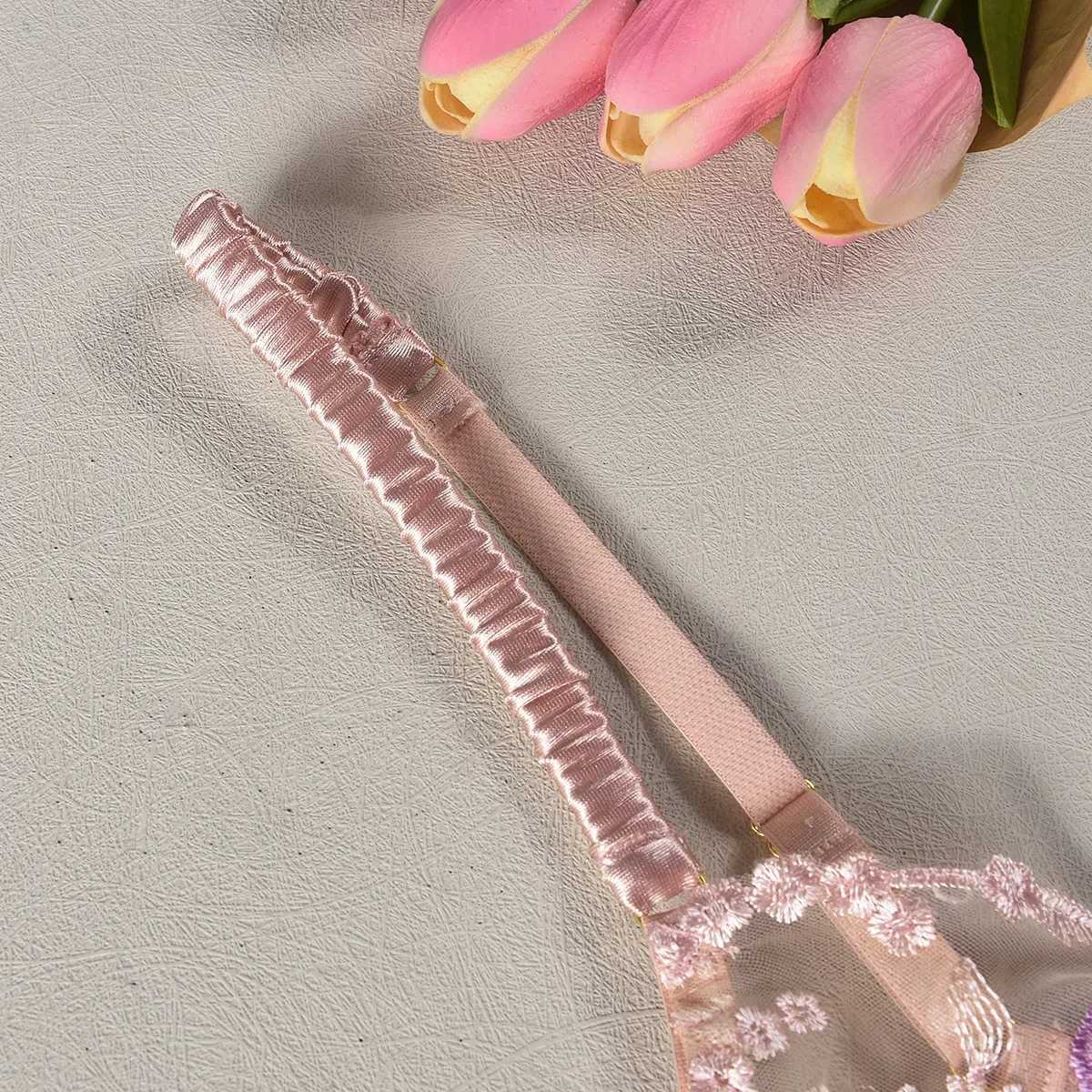 Ellolace Sensual Women Lingerie Fancy Floral Sheen Silk Underwear Transparent Garter Exotic Sets Fairy Luxury Intimate GoodsXJ241205